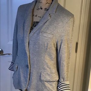 Mystree Casual Grey w Navy Striped Lining Jacket M